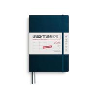 LEUCHTTURM1917 372561 Agenda semainier 2026, format moyen A5, 12 mois, couverture souple, bleu marine profond, en allemand