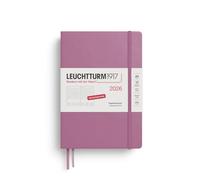 LEUCHTTURM1917 372592 Agenda journalier 2026, format moyen (A5), 12 mois, rose poussiéreuse, en allemand