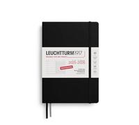 LEUCHTTURM1917 372615 Agenda semainier et bloc-notes 2026, format moyen (A5), 18 mois, 07.2025-12.2026, couverture rigide, noir, allemand