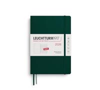 LEUCHTTURM1917 372658 Agenda semainier et bloc-notes 2026, moyen (A5), vert forêt, en anglais