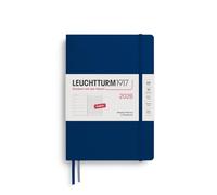 LEUCHTTURM1917 372661 Agenda semainier et bloc-notes 2026, format moyen (A5), bleu marine, en anglais