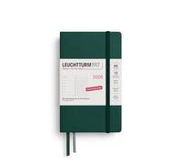 LEUCHTTURM1917 372668 Agenda semainier et bloc-notes de poche 2026, format A6, vert forêt, en anglais