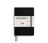 LEUCHTTURM1917 372671 Agenda semainier et bloc-notes 2026, format moyen (A5), couverture souple, noir, en anglais