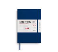 LEUCHTTURM1917 372682 Agenda semainier et bloc-notes 2026, format moyen (A5), couverture souple, bleu marine, en anglais