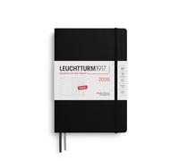 LEUCHTTURM1917 372700 Agenda semainier et bloc-notes 2026 à pois - Format moyen (A5) - Noir - En anglais
