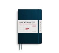 LEUCHTTURM1917 372712 Agenda semainier 2026, format moyen (A5), bleu marine profonde, en anglais
