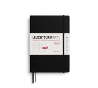 LEUCHTTURM1917 372759 Agenda semainier 2026 au format moyen (A5), noir, en anglais
