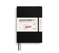 LEUCHTTURM1917 Agenda semainier 2027 moyen (A5) avec carnet - Agenda allemand à couverture souple noire de janvier à décembre 2027 - Semainier gauche + page de notes à droite