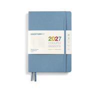 LEUCHTTURM1917 Agenda hebdomadaire et carnet de notes Pointillés Medium (A5) 2027, Colourful Seasons bleu, anglais, couverture rigide, aperçu du calendrier 2026/2027/2028, aperçu de la planification