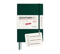 LEUCHTTURM1917 Agenda semainier 2027 A5, Forest Green Couverture rigide | allemand avec vacances scolaires, 7 jours sur une double page, 144 pages, papier 80 g/m², phases lunaires