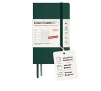 LEUCHTTURM1917 Agenda semainier 2027 de poche A6 avec carnet - Vert forêt - Janvier à décembre 2027 - Semainier gauche + page de notes à droite