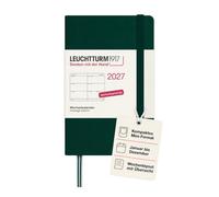 LEUCHTTURM1917 Agenda semainier 2027 Mini A7, Forest Green | Couverture rigide, 144 pages, sans acide, vue hebdomadaire, vacances scolaires