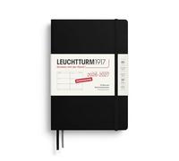 LEUCHTTURM1917 Agenda semainier 2027, moyen (A5), en allemand, noir, couverture rigide, 145 x 210 mm, 18 mois - 07. 2026-12.2027, 1 semaine par double page, papier 80 g/m² avec haute compatibilité