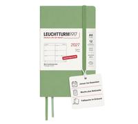 LEUCHTTURM1917 Agenda semainier 2027, Pocket A6, Couverture souple, Sage | 7 jours sur une double page, sans acide, 144 pages, poche extensible, 2 marque-pages et planificateur de projet