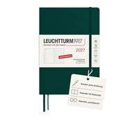 LEUCHTTURM1917 Agenda semainier & carnet 2027, A5, Forest Green | pointillé, couverture rigide, 144 pages, sans acide, édition allemande, vacances scolaires, 2 marque-pages, poche extensible