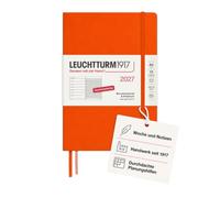 LEUCHTTURM1917 Agenda semainier & carnet 2027, A5, Pumpkin | Couverture rigide, vue hebdomadaire avec page de notes, papier 80 g/m² sans acide, vacances scolaires