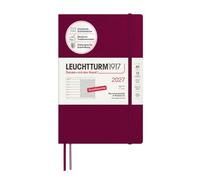 LEUCHTTURM1917 Agenda semainier & carnet 2027, Medium A5, Port Red | couverture souple, 144 pages, vacances scolaires, sans acide, poche extensible, marque-page