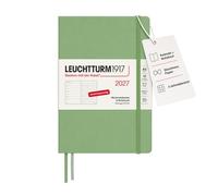 LEUCHTTURM1917 Agenda semainier & carnet, Pointillé, A5, Sage | couverture rigide, édition allemande, 144 pages, sans acide, vacances scolaires, aperçu sur 3 ans