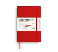 LEUCHTTURM1917 Calendrier hebdomadaire 2027 à couverture brochée (B6+) avec carnet - Agenda en allemand, cerise, couverture souple, janvier à décembre 2027, aperçu hebdomadaire gauche + page de notes