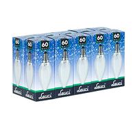 Leuci Lot de 10 ampoules flamme E14 transparentes à intensité variable Blanc chaud (mat, 60 W)