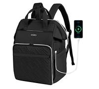 Leudes Grand Sac à Dos à Tricoter, Organiseur de Fil à Crochet avec Port de Charge USB pour Ordinateur Portable de 15,6", étui pour Aiguilles à Tricoter (jusqu'à 35,6 cm) et Crochets à Crochet, Noir