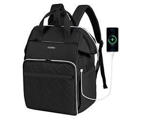 Leudes Grand Sac à Dos à Tricoter, Organiseur de Fil à Crochet avec Port de Charge USB pour Ordinateur Portable de 15,6", étui pour Aiguilles à Tricoter (jusqu'à 35,6 cm) et Crochets à Crochet, Noir