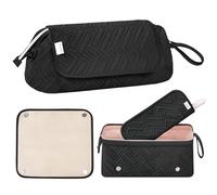 Leudes Sac de voyage 2 en 1 pour outils de cheveux pour femme, tapis résistant à la chaleur pour outils de voyage, fers à lisser, fer à friser, brosses à air chaud et sèche-cheveux, Blacka, Simplicité