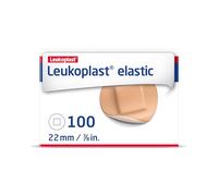 Leukoplast Lot de 100 pansements élastiques non stériles extensibles et doux pour la peau, pansements de premiers secours, parfaits pour les doigts, les coudes, les genoux et les poignets, point rond