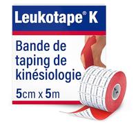 Leukotape K Bande de taping neuro-proprioceptive, 5 cm x 5 m, 1 rouleau | Couleur rouge, Pour le soutien musculaire et le soulagement de la douleur