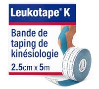 Leukotape K - Bande de taping neuro-proprioceptive pour le soutien musculaire et le soulagement de la douleur - 2,5 cm x 5 m, couleur Bleu, 1 rouleau