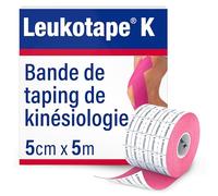 Leukotape K - Bande de taping neuro-proprioceptive pour le soutien musculaire et le soulagement de la douleur - 5 cm x 5 m, rose, 1 rouleau