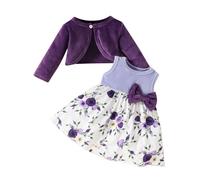 L'Europe et les États-Unis Bébé Fille et Hiver Manches Longues Manteau + Robe Ensemble 0 3 Filles Peluche Manteau Gilet Jupe Fille Vêtements 128, lilas, 18-24 mois