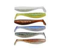 Abu Garcia Kit de Leurre Souple Paddle Abu Garcia, 6 leurres souples inclus dans des coloris prenant, bon pour la perche, le brochet et le sandre, pêche avec tête plombée, dropshot et montage carolina