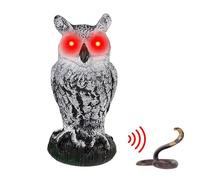 Leurre de activé par Le Mouvement - Chouette épouvantail avec Yeux et Son, Statue de Cornu Qui ne se décolore Pas | pour Oiseaux de Jardin, Appareil pour effrayer Les Oiseaux