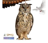 Leurre de chouette - Épouvantail sensible au mouvement, yeux rouges, sons effrayants, chouettes artificielles, statue d'oiseaux, statue d'animaux, figurine décorative debout pour l'extérieur, jardin