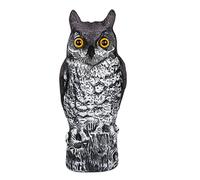 Leurre de Hibou, Statue répulsive d'épouvantail d'oiseau en Plastique pour Jardin extérieur (Gris)