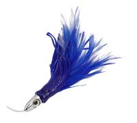 Leurre de pêche à la traîne en plumes avec crochet en acier conçu pour la pêche au gros gibier pour améliorer la présentation des appâts et l'attraction du thon en eau salée (bleu)