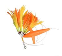 Leurre de pêche à la traîne en plumes avec crochet en acier et simulation de posture dynamique pour augmenter le taux de capture (orange)