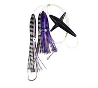 Leurre de pêche à la traîne en plumes gréé pour la pêche au gros gibier, conçu pour une utilisation en eau salée avec émission de lumière UV et résistance améliorée de l'hameçon (C6)