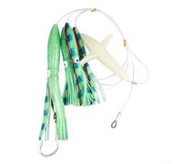 Leurre de pêche à la traîne en plumes gréé pour la pêche au gros gibier, conçu pour une utilisation en eau salée avec émission de lumière UV et résistance améliorée de l'hameçon (C3)