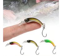 Leurre de pêche blessé flottant Micro-leurres Appâts artificiels Minnow Wobblers pour truite, achigan et perche 1 poisson vairon jaune vert,1pc Crack Minnow Poisson,1 vairon rose à dos jaune,1 poisson
