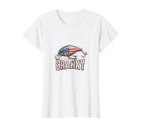 Leurre de pêche Cranky Crankbait Drapeau américain T-Shirt Graphique avec Valeur, Femme, Blanc, M