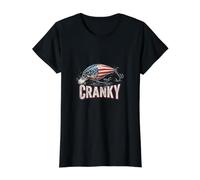 Leurre de pêche Cranky Crankbait Drapeau américain T-Shirt Graphique avec Valeur, Femme, Noir, M