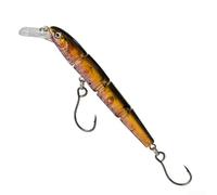 Leurre de pêche dur 4 sections Wobble Minnow Appât artificiel pour bar et truite avec hochet intégré Design coulant lentement Motif queue rouge 8,5 cm Crochet (E)