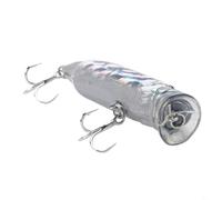 Leurre de pêche dur 7 cm 10 g Topwater Popper avec yeux 3D phosphorescents Appât artificiel pour bar, brochet, truite, eau salée et eau douce, rouge (Bleu clair)