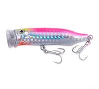 Leurre de pêche dur 7 cm 10 g Topwater Popper avec yeux 3D phosphorescents Appât artificiel pour bar, brochet, truite, eau salée et eau douce à la traîne rouge (rose)