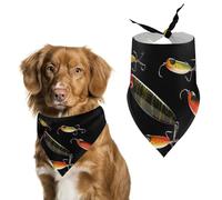 Leurre de pêche pour chien, bandana triangulaire, écharpe lavable en polyester, bavoirs mignons pour animaux de compagnie pour chiens de taille moyenne et grande taille chiots et chats