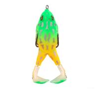 Leurre de pêche réaliste en forme de grenouille - 9 cm - 13,6 g - Double crochet - Pour bar, brochet, truite, eau douce - Noir et cyan (jaune-vert)