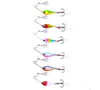 Leurre de pêche Spinner 6 Couleurs - Crochet à Plumes en Acier au Carbone de Sang | Appât Spinner pour Bar - Leurre de pêche à Paillettes de 9 cm pour Petite Bouche à Grande Bouche - Appât de