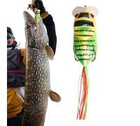 Leurre en forme de dôme noir | Double crochets de 65 mm Leurres de cigale réalistes pour eau salée, simulation Appâts à queue douce pour la vie aquatique des étangs agressifs